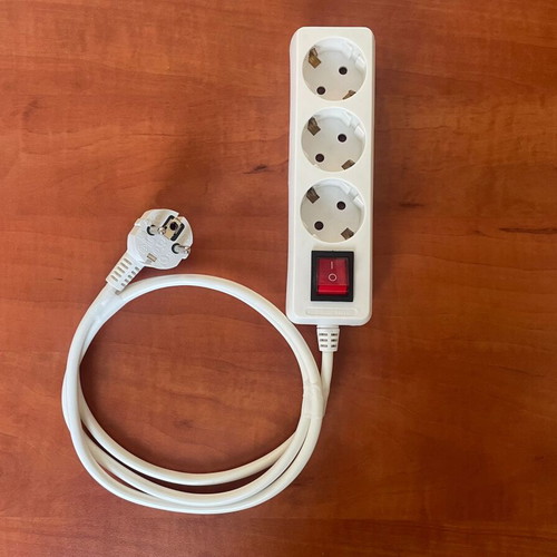 Safety Power Strip 3 Sockets used with Switch and 1.3m Cable