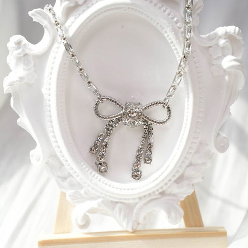 Vintage Miu Miu silver necklace with bow like new