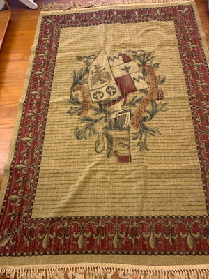 Thin rugs like new, set of 2, with coat of arms and fringes 2x1.30