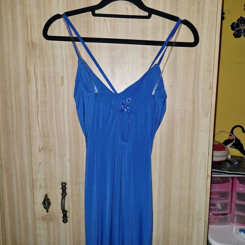 Summer dress new turquoise with frill and crisscross straps, size S