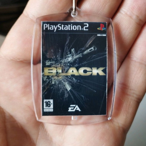 Black PS2 acrylic keychain