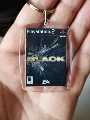 Black PS2 acrylic keychain