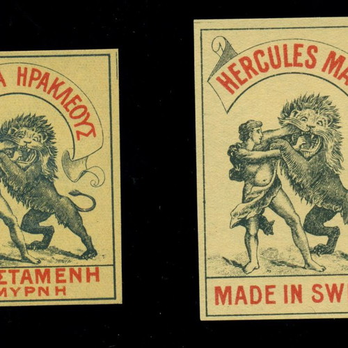Old match labels used with Geo. Stameni advertisement