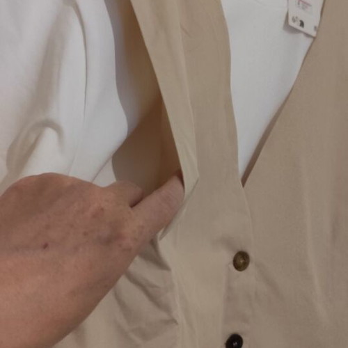 Zara T-shirt with sewn beige integrated vest medium new