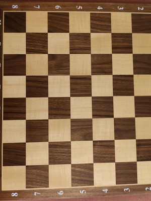 Wooden walnut chessboard with letters and numbers, new