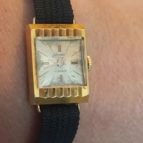 Herma Swiss plaque 10 M vintage women's watch with winding, gold plated case