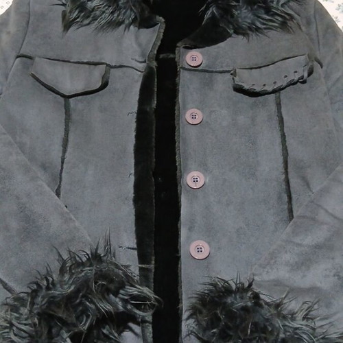 Suede Jacket Shearling Style L-XL Gray Anthracite Like New by WEST