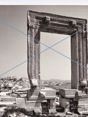Naxos Temple of Apollo Portara postcard used, panoramic view