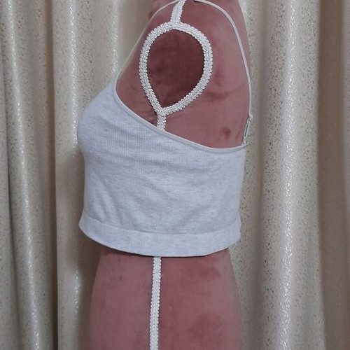Γυναικείο γκρι cropped τοπάκι Primark Cares μέγεθος M