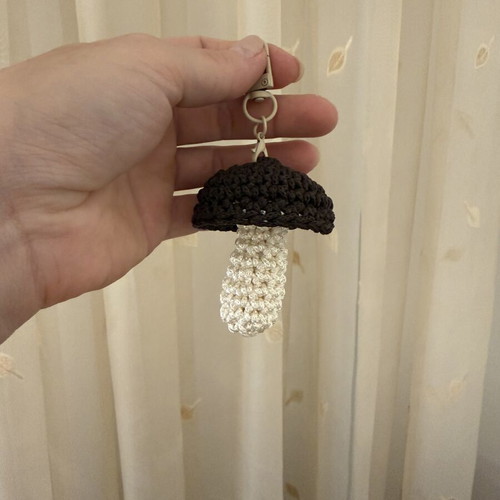 Mushroom keychain handmade, new, white and brown
