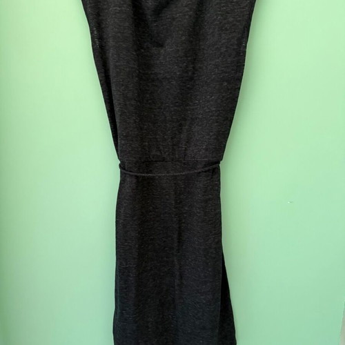 Bien Bleu sleeveless dress with shoulder buttons, charcoal melange