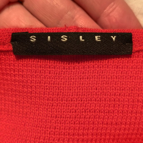Sisley knitted dress like new with 30% wool, red orange, size M