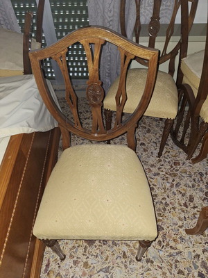 Handmade walnut wood dining chairs from the '60s like new, set of 8