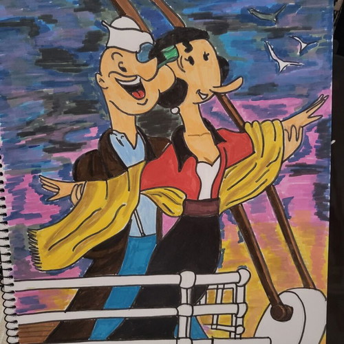 Watercolor cartoons new, with marker, size 29×39