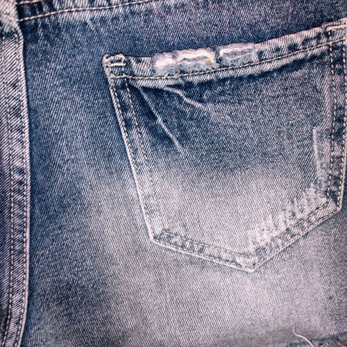 Denim shorts S with distressed details refurbished