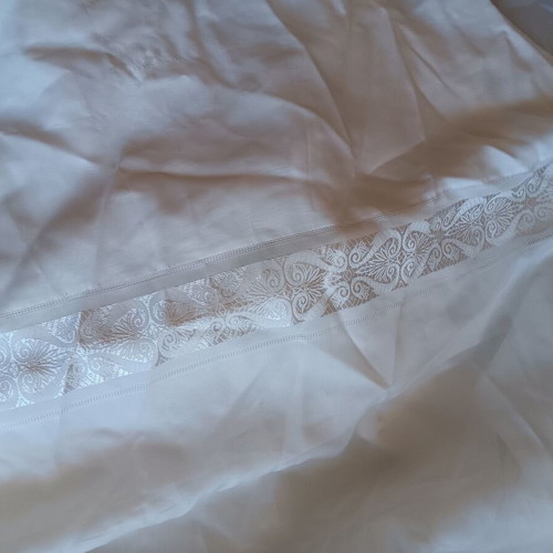 Curtain, beige color, sewn, 7.45m length, 2.38m height