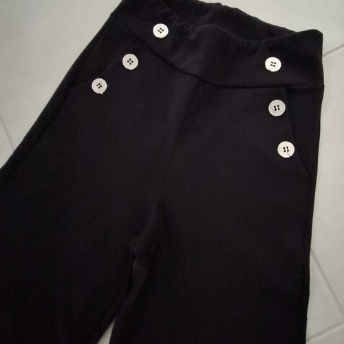 Winter wide-leg pants used, black with silver buttons, size S-M