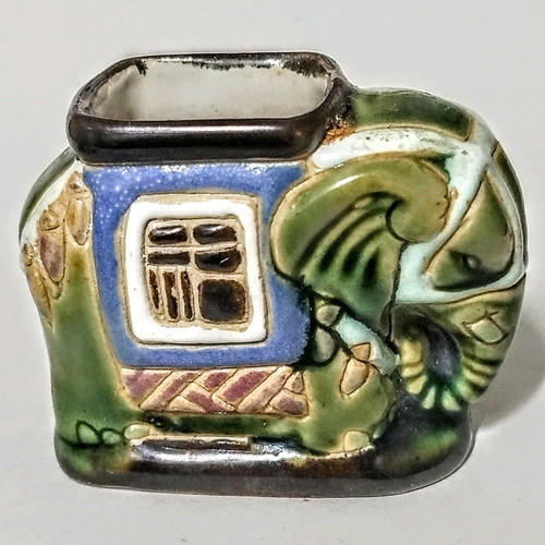 Elephant figurine used, handmade vintage ceramic from South Vietnam