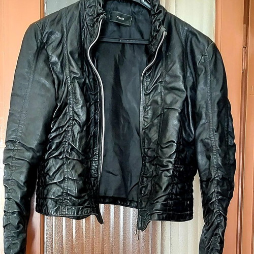 Women's leather crinkled jacket like new, black, size S