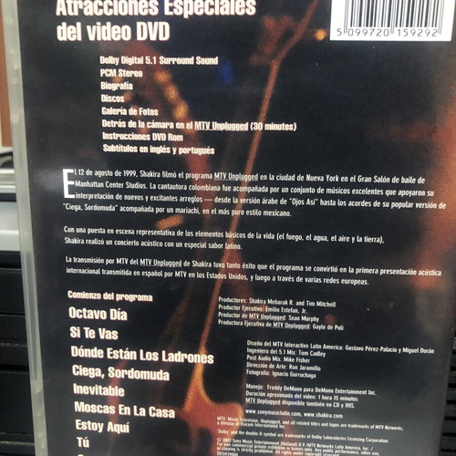 Shakira MTV Unplugged DVD used, pop