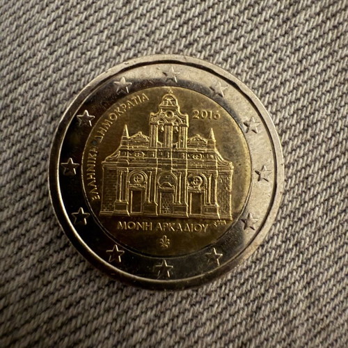 Two euro used ‘Moni Arkadiou’ 2016 Greek coin
