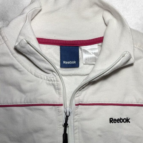 Reebok White Track Jacket with Pink Accent like New