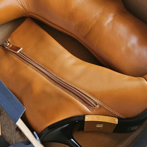 Μπότες Zara καινούργιες, μέγεθος 38, δέρμα, μπεζ πορτοκαλί