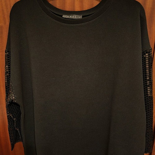 Anel women's black blouse like new with sequin sleeves size L