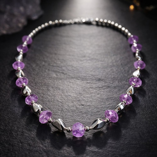 Amethyst Aura New Silver 925 Necklace With Amethyst Stones