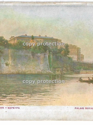 Color postcard Corfu Royal Palace and harbor used