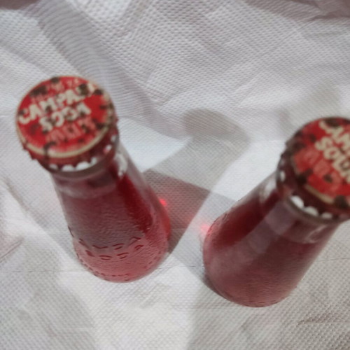 Campari Soda bottles used vintage for decoration