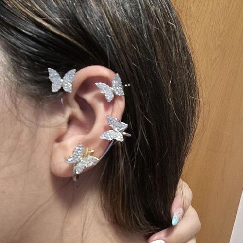 Silver Cuff with Butterflies Like New, Right Ear, 1 Piece
