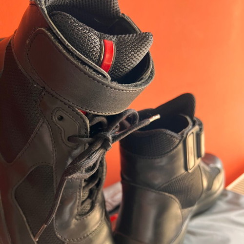Prada black leather ankle boots like new