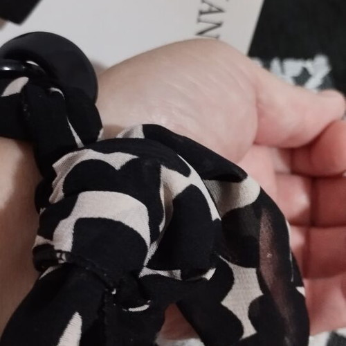 Handmade Muslin Viscose Bracelet with Black Rings, new