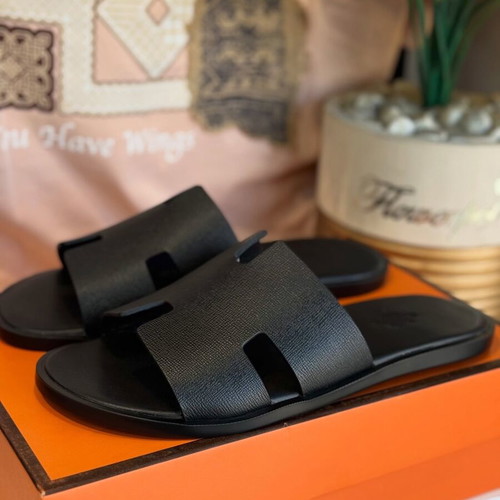 Hermes παντόφλες δέρμα νέες μαύρο μέγεθος 43 44