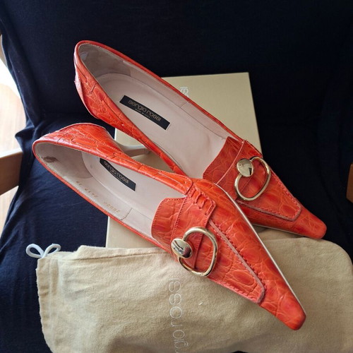 Sergio Rossi Croco Pumps No 38 Orange New, 5 cm Heel