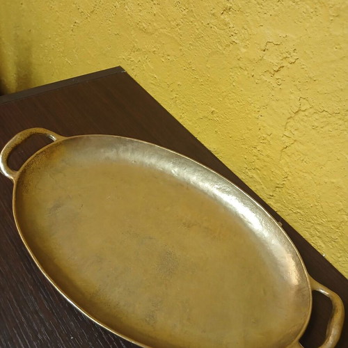 Brass tray used decorative signed heavy item