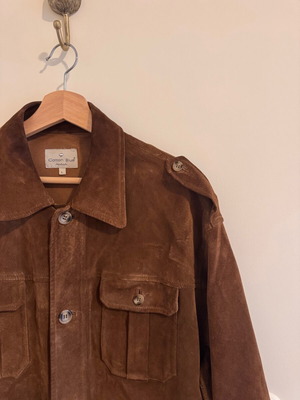 Σουέτ δερμάτινο τζάκετ καφέ, μέγεθος L, σαν καινούργιο