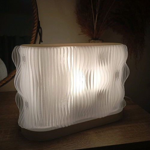 Modern design table lamp new, sculptural with wavy texture