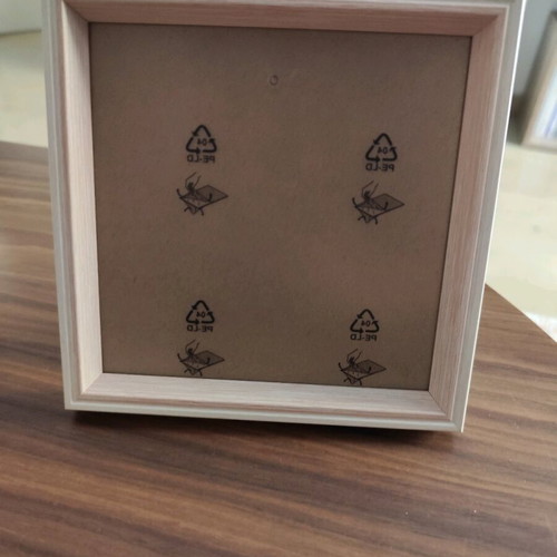 Wooden square photo frame white-pink new 17x17cm