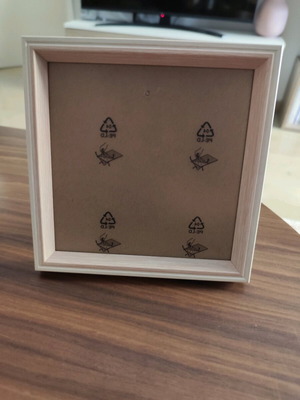 Wooden square photo frame white-pink new 17x17cm