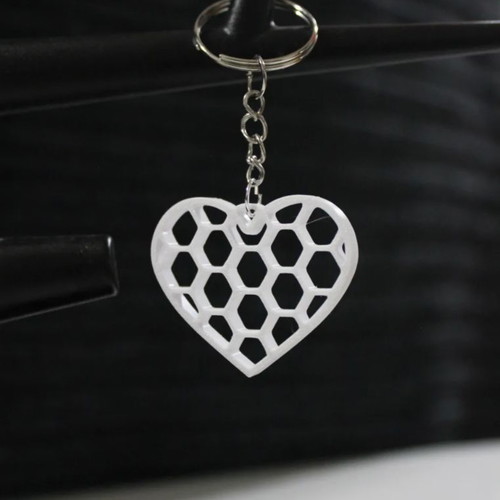 Heart keychain new, available in white and pink