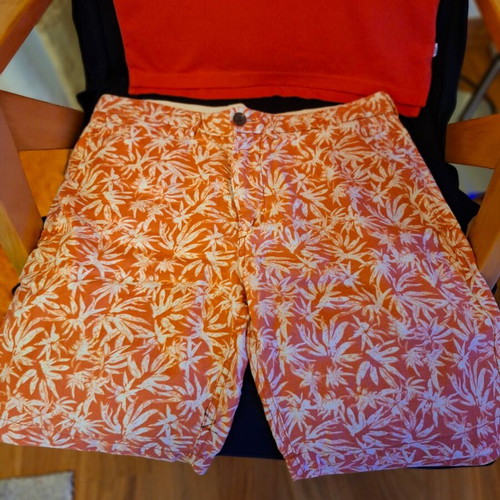 Zara men's orange linen bermuda shorts like new