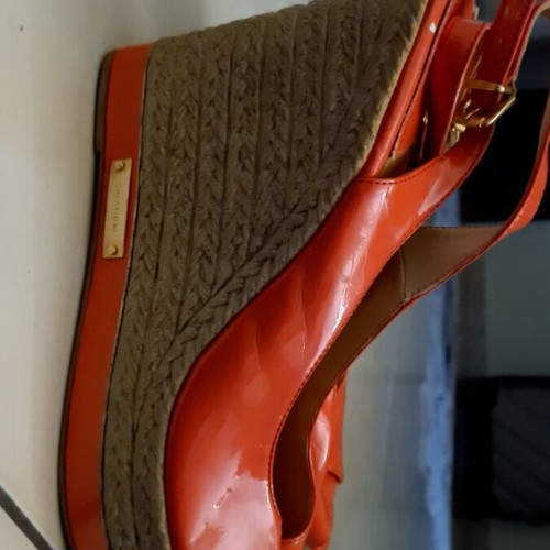Mark Milan leather platform shoes used, coral, size 41