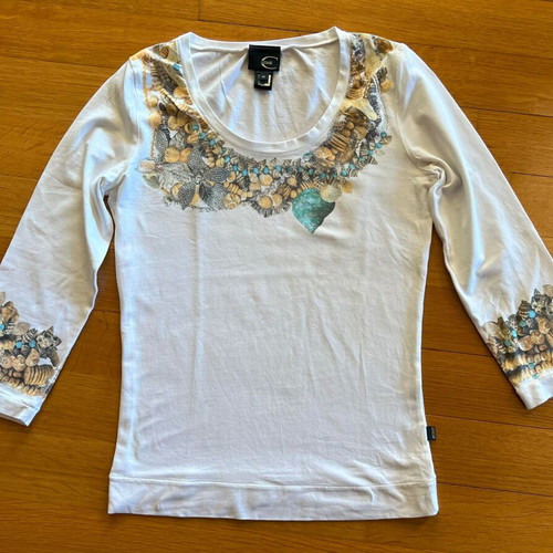 Just Cavalli white blouse used, size M, ¾ sleeves
