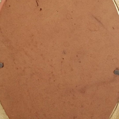 Oval bronze mirror used, antique style with gold paint