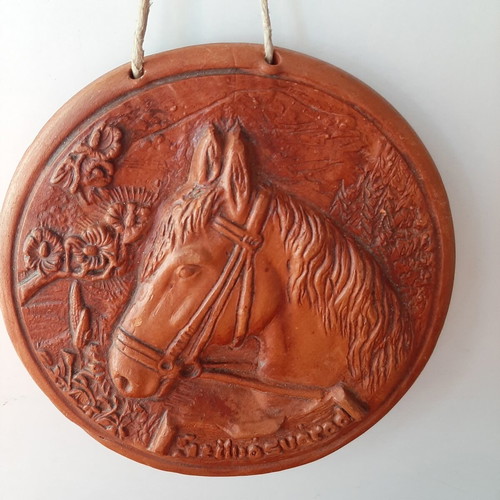 Terracotta hanging souvenir plaque Szilvásvárad horse