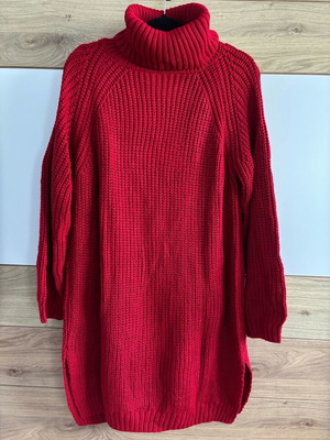 Red turtleneck sweater dress like new with side vents