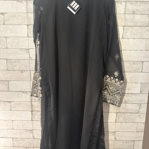 Embroidered Caftan Dress new, black and gold, medium-large