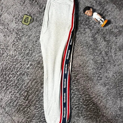 Reebok grey sweatpants with logo stripe, size M